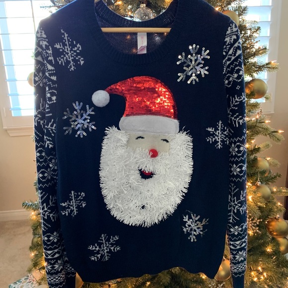 Embellished Christmas Santa Sweater - Picture 1 of 4